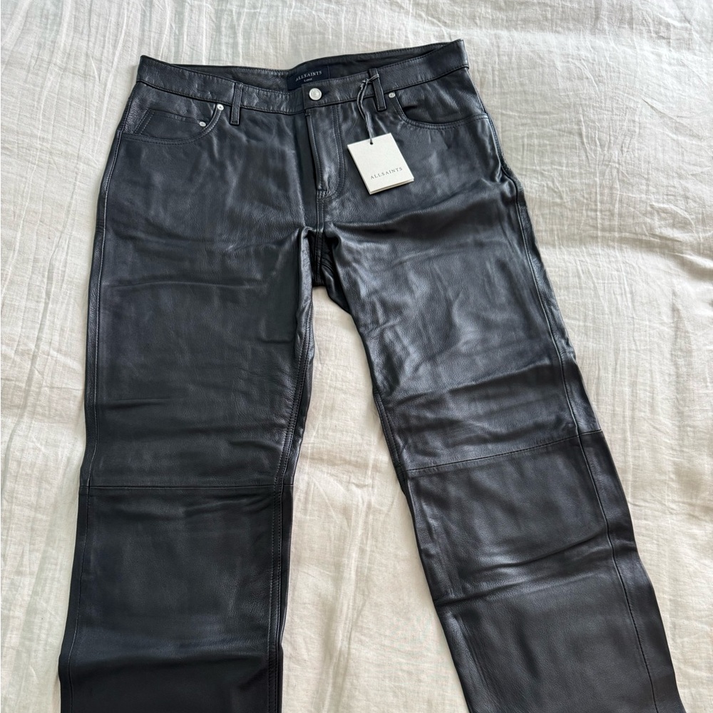 AllSaints Men's Lynch Straight-Fit Leather Pants Large SOLD OUT MSRP $499 NWT